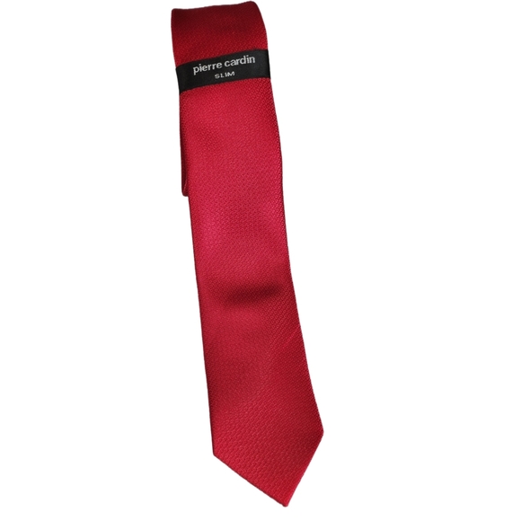 PIERRE CARDIN SLIM MEN'S RED DESIGNER TIE BNWT - Picture 2 of 5
